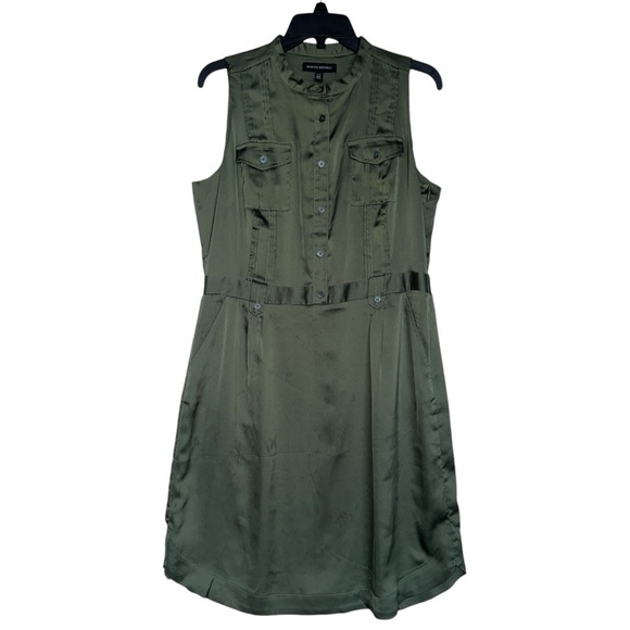 Banana Republic Dresses & Skirts - NWOT Banana Republic woman Army Green satin lined sleeveless Dress Size 10